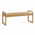 Holzbank mit Jutesitzfläche, 120 cm x 40 cm x 45 cm, Beige