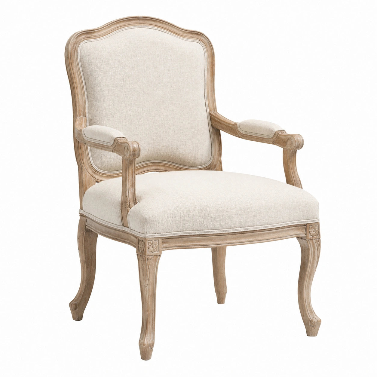Polstersessel Eiche Leinen Beige 95cm