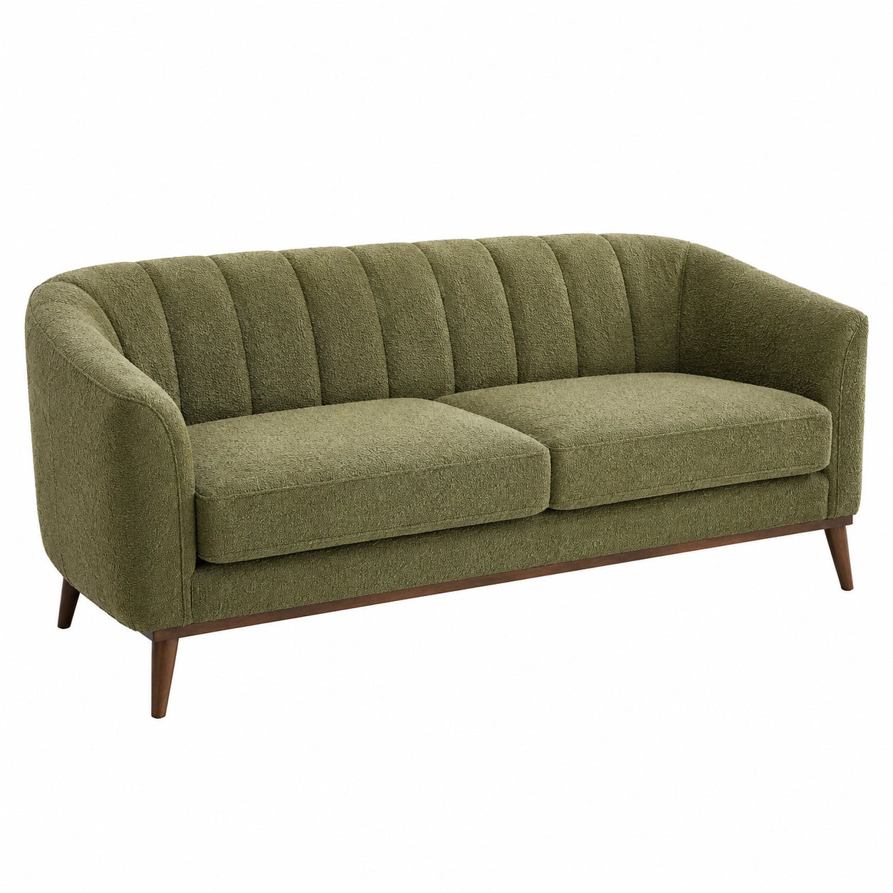 3-Sitzer Sofa Bouclé Stoff mit Massivholzrahmen Grün