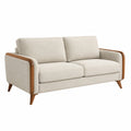 2-Sitzer Sofa Stoff mit Holzrahmen Beige