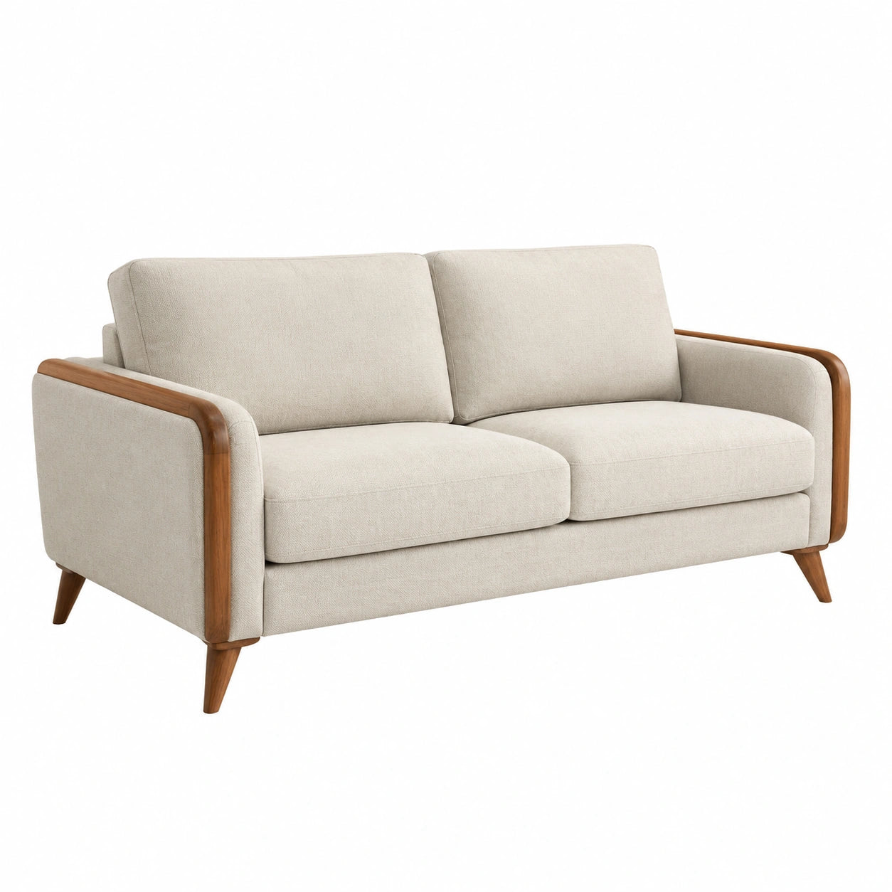 2-Sitzer Sofa Stoff mit Holzrahmen Beige