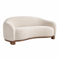 Dreisitzer Sofa Bouclé Beige mit Walnussholz