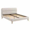 Polsterbett Leinenstoff 200 x 180 cm Beige