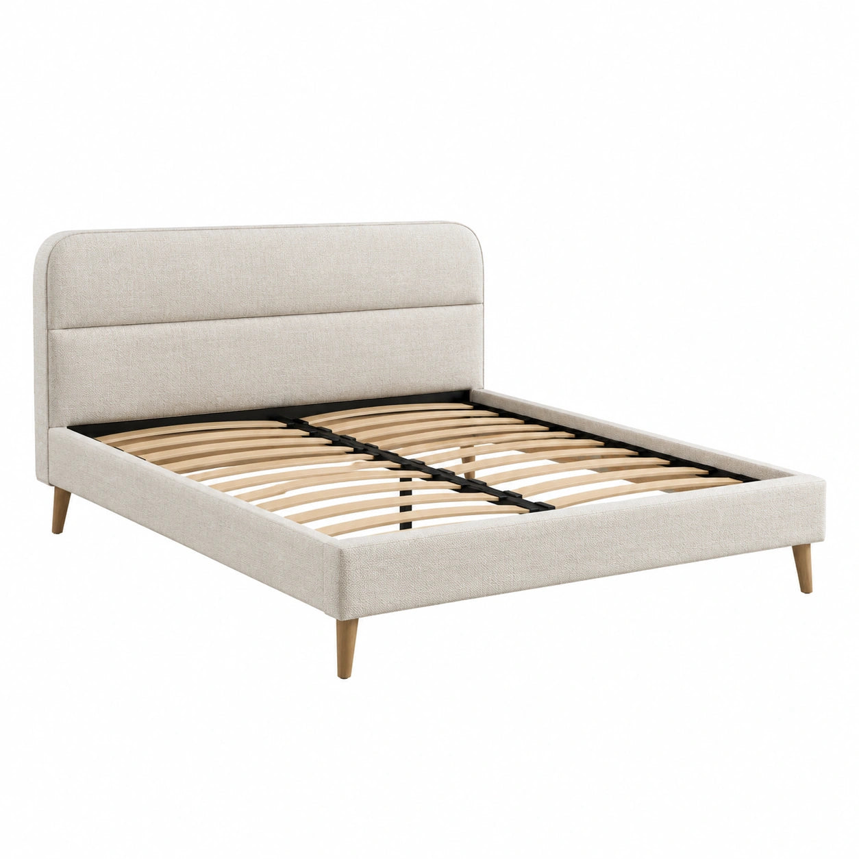 Polsterbett Leinenstoff 200 x 180 cm Beige