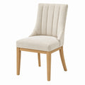 Essstuhl aus Eichenholz und Polyestergewebe Beige