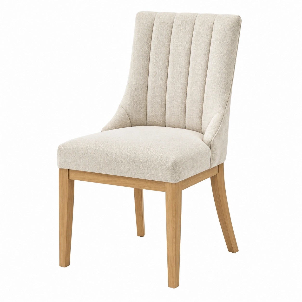 Essstuhl aus Eichenholz und Polyestergewebe Beige