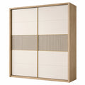 Schiebetürenschrank Holzwerkstoff Eiche/Beige 210x200x60 cm
