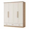 Kleiderschrank mit 4 Türen und 3 Schubladen Holzwerkstoff Eichenoptik Beige