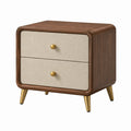 Nachttisch aus Holz mit Leinenstoff-Schubladen, Braun/Beige