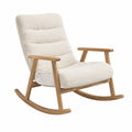Holz Schaukelstuhl mit Bouclé-Polsterung Beige